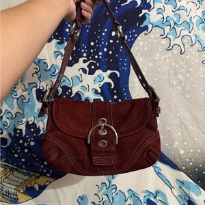 Coach Burgundy Suede Shoulder Bag